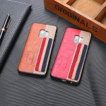 Wholesale Galaxy S9+ (Plus) Striped Hand Strap Grip Holder PU Leather Case (Red)